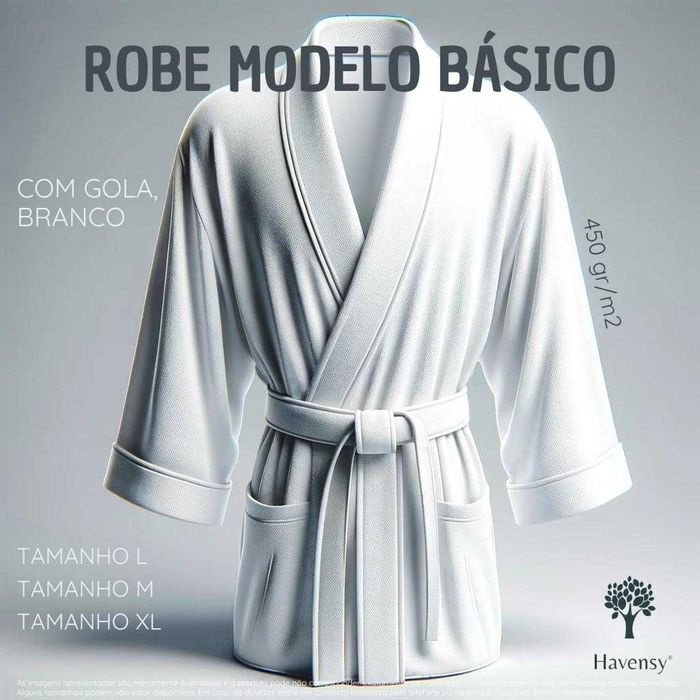 Robe modelo básico, c/ gola - tamanho M (400gr/m2) (40% DESCONTO)