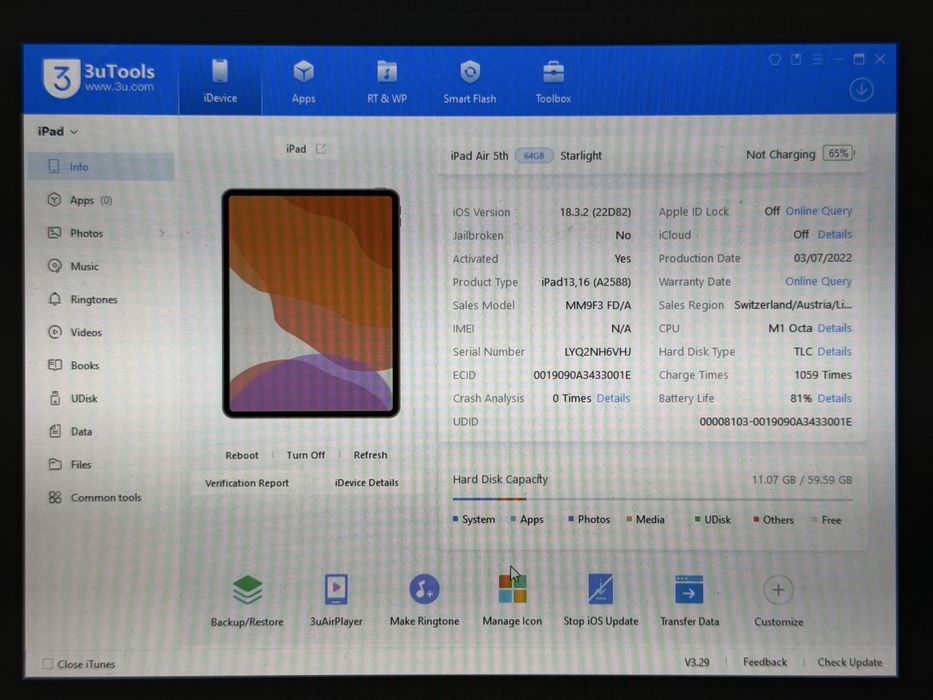 iPad Air 5 (A2588) - Apple M1 - 64GB - faktura VAT 23%