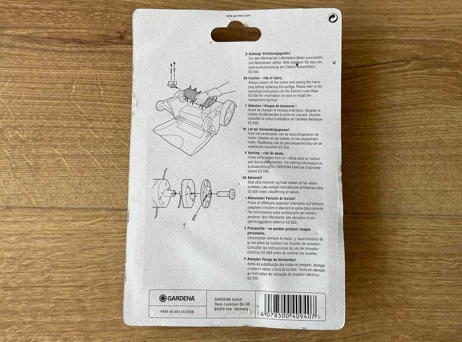 Gardena sprężyny, druty, szpilki do aeratora ES 500