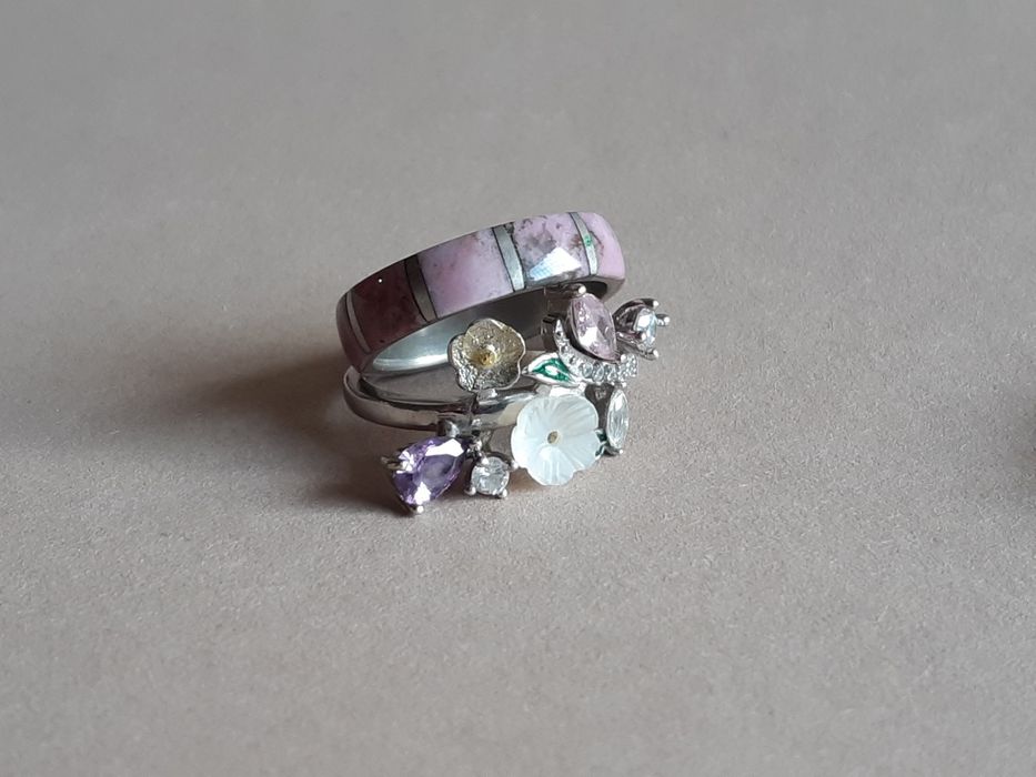 Срібна Каблучка 925 проба. Букет. Весняні квіти. Кольцо с цветами.