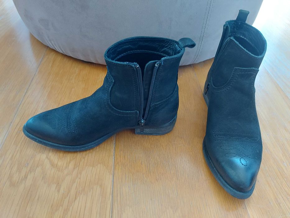 Bota texana, pele, pretas - nr 35