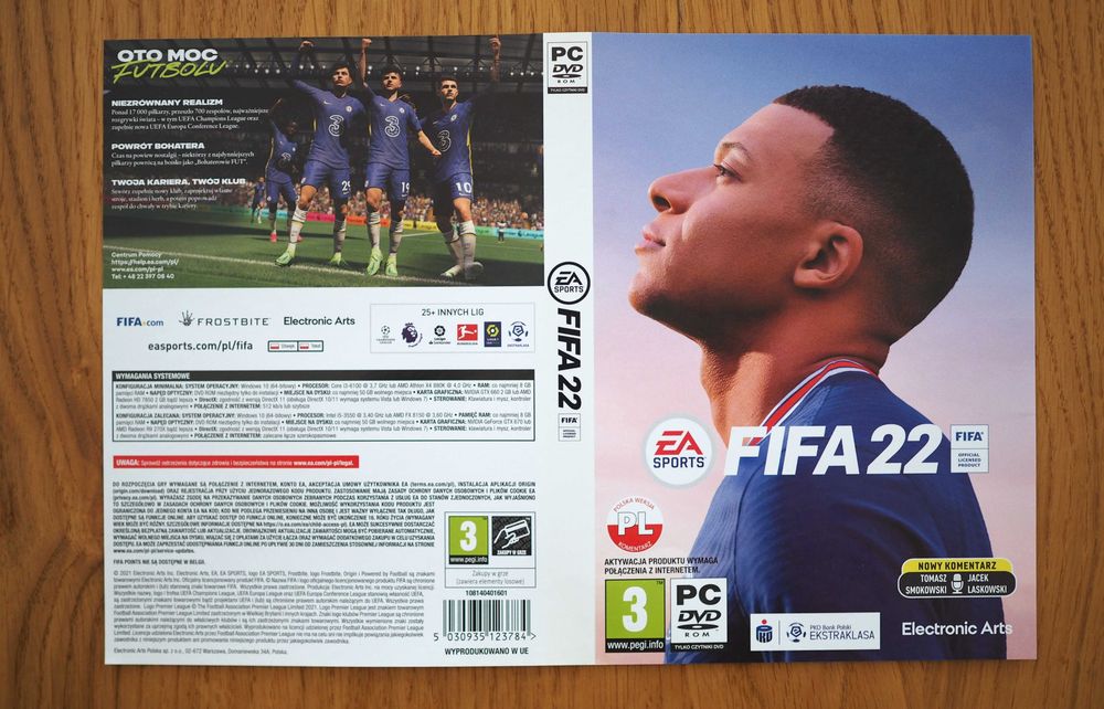Fifa22 PC, pudełko, płyty