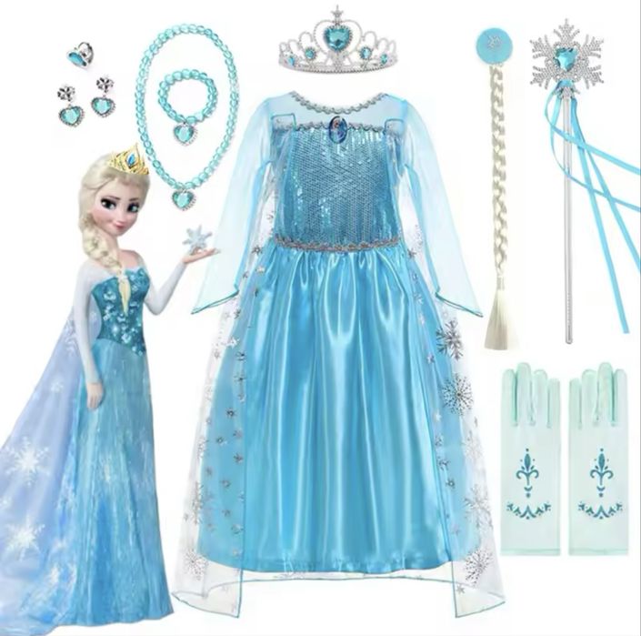 Сукня Ельзи. Платье костюм Эльзы длинное детское Ельза довге дитяче