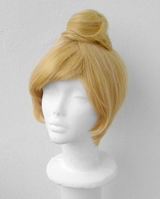 Dzwoneczek Tinker Bell żółta peruka z kokiem koczkiem blond żółty wig