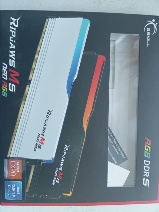 ОЗП G.Skill DDR5 64GB (2x32GB) 6000Mhz Ripjaws M5 Neo RGB White