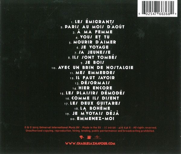 Aznavour - Live Palais Des Sports 2015 CD (1 wyd.) (Chanson)