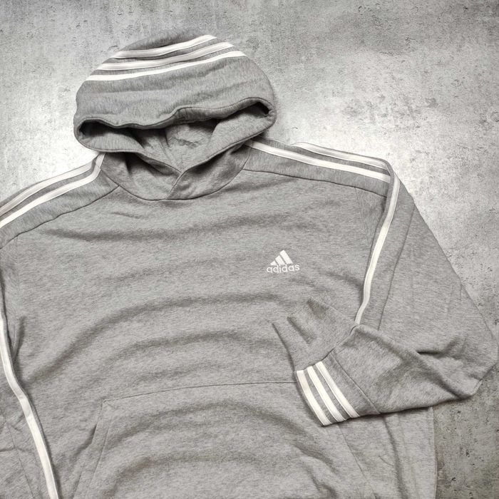 MĘSKA Bluza z Kapturem Sport Codzienna Bawełna PREMIUM Adidas 3 Paski