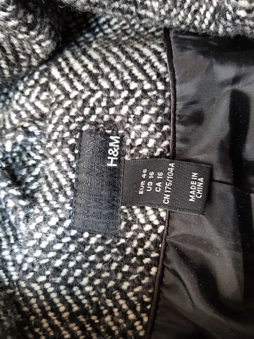H&M tweedowa kurtka ramoneska w jodełkę r.46 – stan bardzo dobry