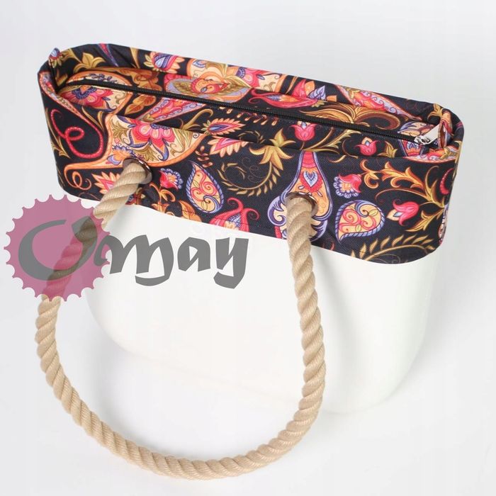 CZARNY organizer OBAG MINI +OPASKA orient 2 kieszenie wkład OMAY