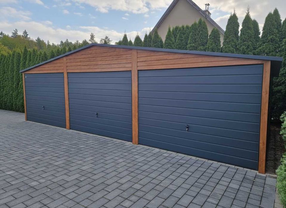 Nowoczesny Garaż Blaszany Drewnopodobny 9x5 9x6 WZMOCNIONY PRODUCENT