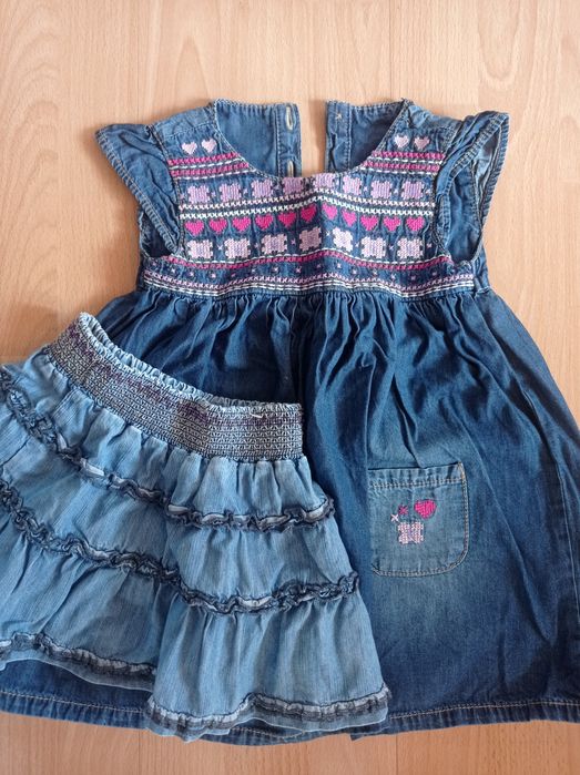 Sukienka + spódniczka jeansowa roz 86