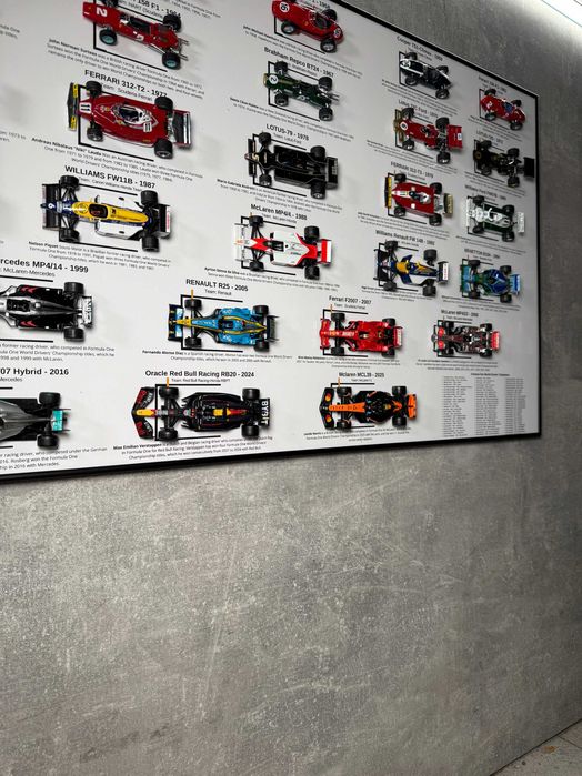 Всі 35 Чемпіони світу F1 на Великій металевій Рамці 115х50см формула 1