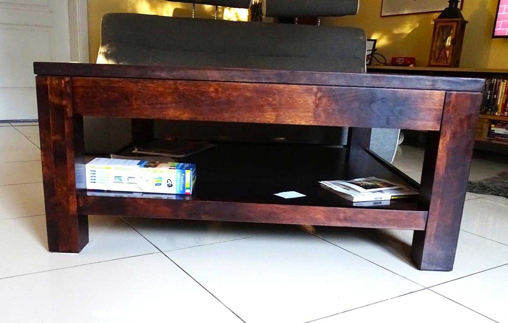 Piękna drewniana wielka ława / stolik kawowy - w bdb. stanie
