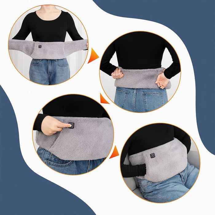 Електро-пояс з підігрівом USB 105×20 см, графеновий нагрів, 3 режими