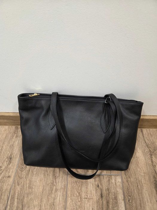 Shopperka Torebka Damska Skórzana Czarna Cholewiński