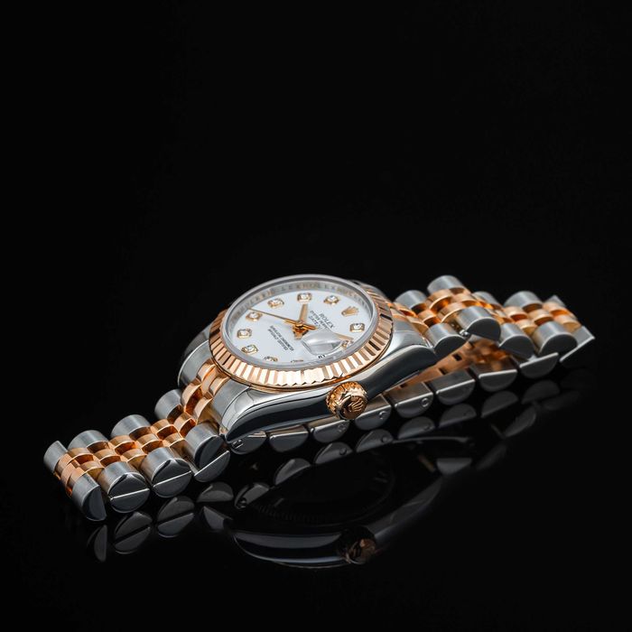 Zegarek Rolex Lady Datejust 26mm biała tarcza z diamentami, stal i Everose