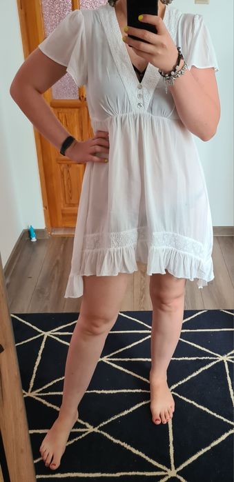 Biała tunika sukienka letnia na lato 100% viskoza elegancka