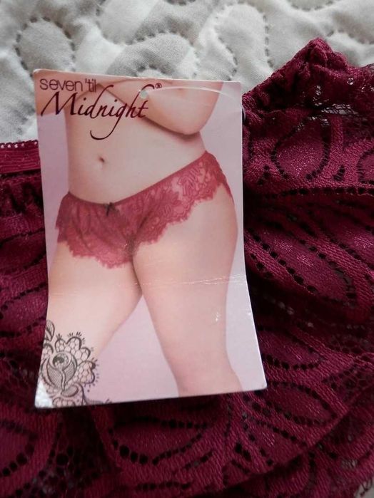 Majtki Figi Brazyliany Bikini Koronkowe Bordowe Elastyczne Seven’ti
