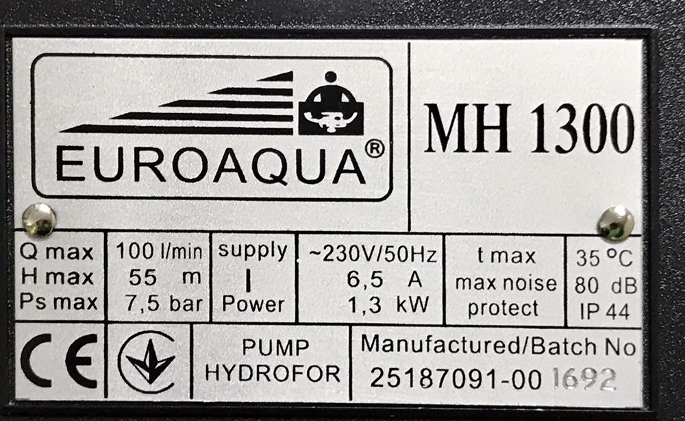 Насос, станция для воды и полива МН 1300. Давления 7 бар