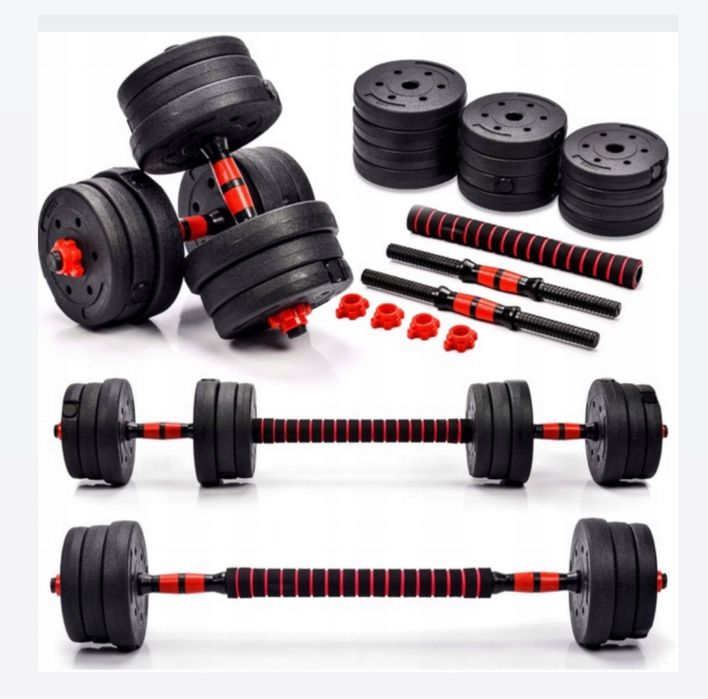 HANTLE CIĘŻARKI 20 KG hantelki sztanga 2x10 kg treningowe do ćwiczeń