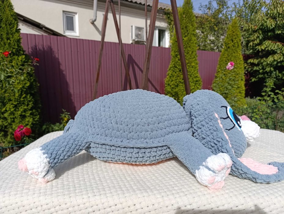 Дитяча подушка іграшка зайка ручної роботи