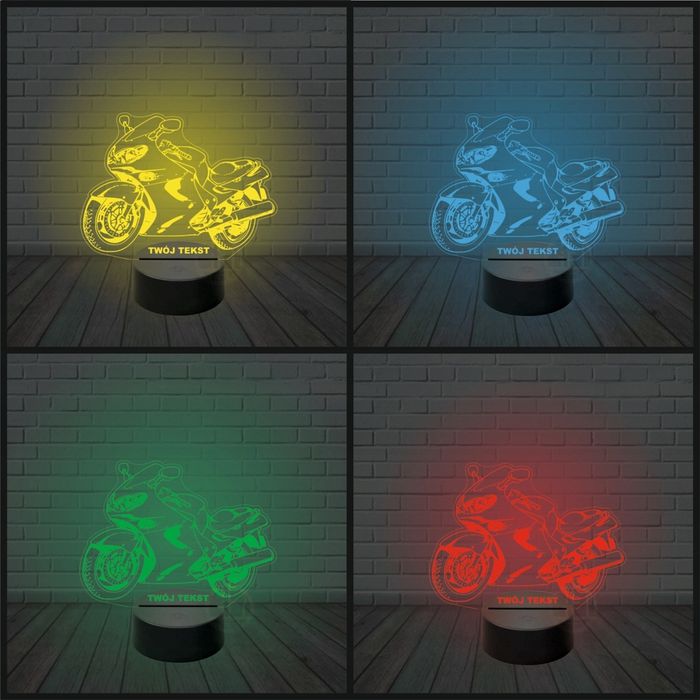 Lampka nocna na biurko 3d led imię MOTOR ŚCIGACZ