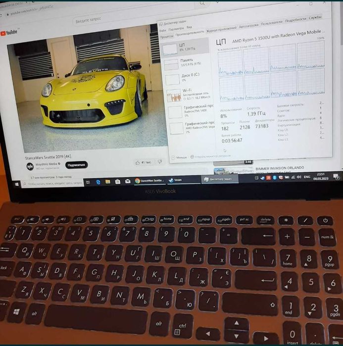 МОЩный ноутбук Ryzen 5 8x3.7Ghz 2 видеокарты 4gb DDR5 ram 12 nvme 256