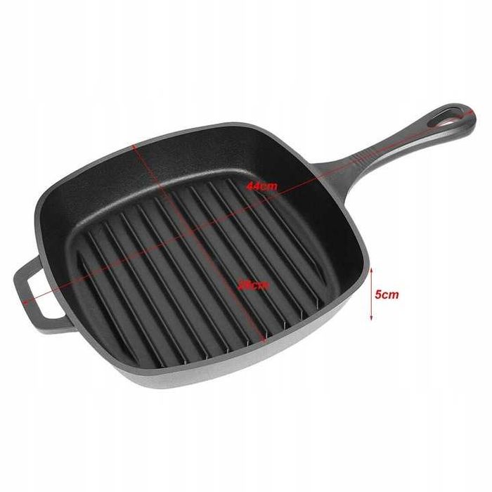 Patelnia grillowa brytwanka żeliwna EL FUEGO kwadratowa 44cm !
