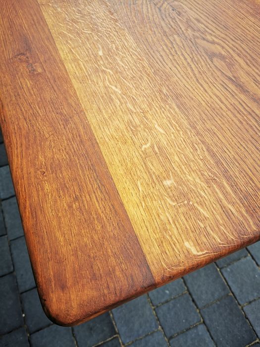 Dębowy solidny, rozkładany stół na taras 140x78 świeżo odnowiony
