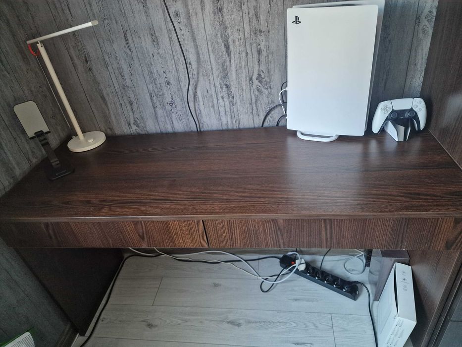 Biurko 140 x 50 cm ciemny brąz 2 szuflady solidne robione pod wymiar