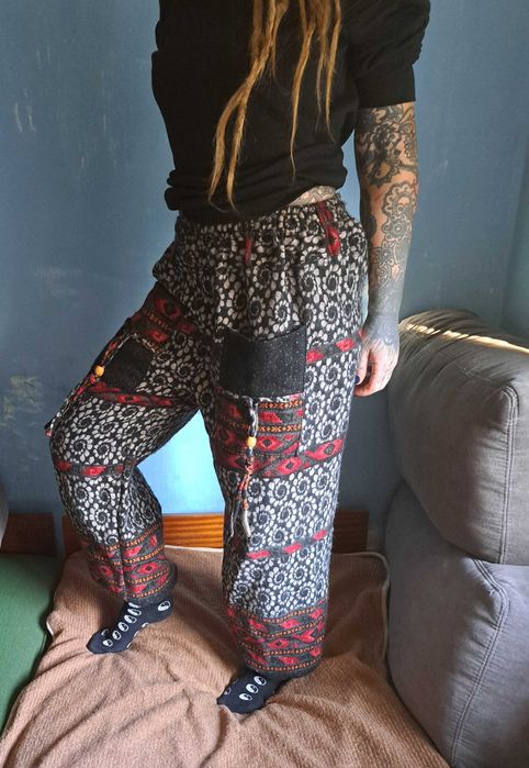 Nowe indyjskie ciepłe spodnie, hippie/etno/boho