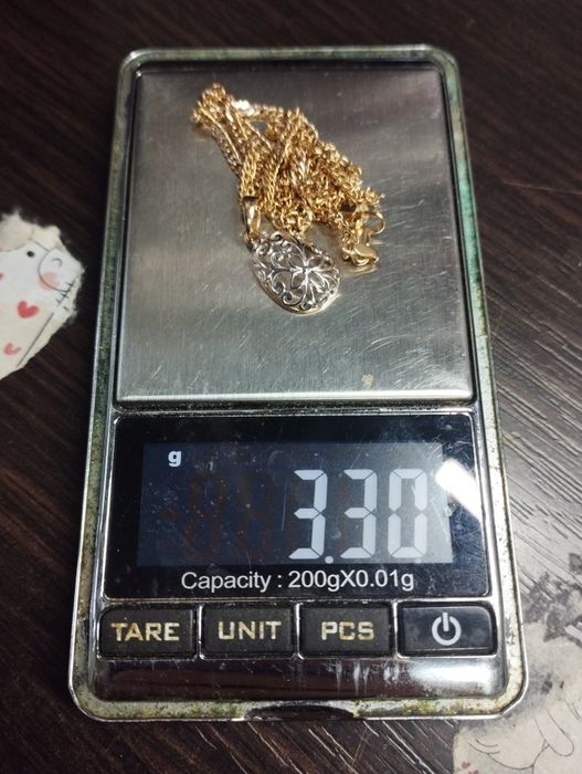 Золотая цепочка с кулончиком двухцветные 3.3 грамма 47 см