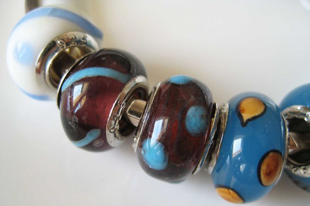 Шарми для браслету Муранське скло Срібло Pandora