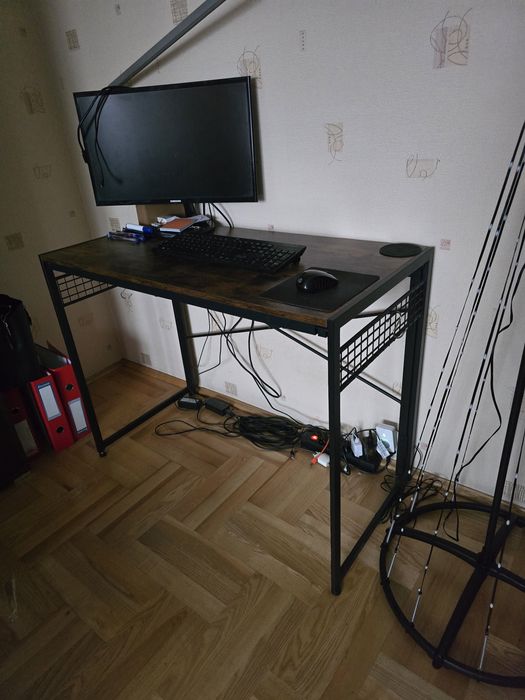 Biurko Komputerowe 100X50X76,5 Cm Rustykalny Brąz, Czarny