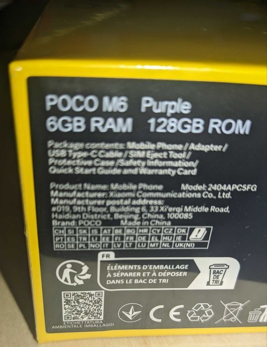 Smartphone POCO M6 6/128gb purple fioletowy telefon nowy zestaw folia