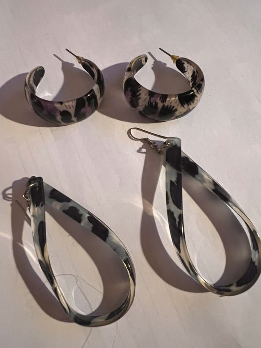 Kolczyki, biżuteria, vintage, 2 pary w komplecie