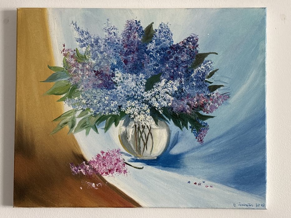 Bzy w wazonie, obraz (farba olejna)