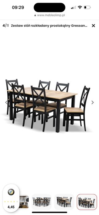 Zestaw Krzyżak  STÓŁ I 6 KRZESEŁ
