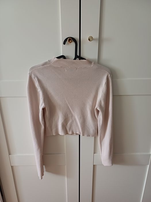 Sweterek sweter krótki top prążkowany beżowy morelowy