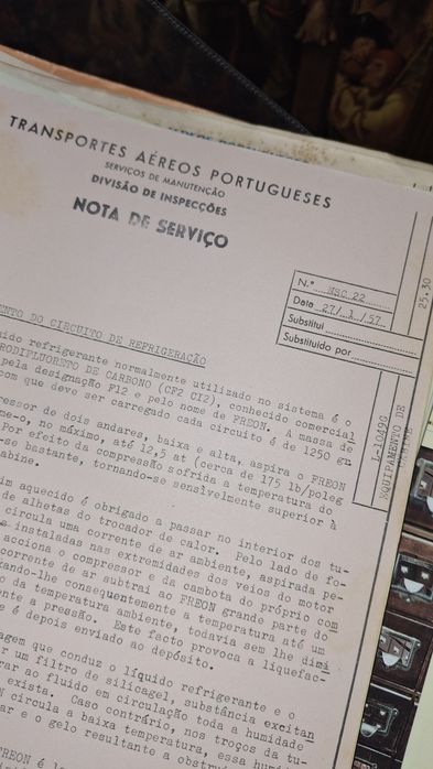 TAP folhas de serviço dossier antigo anos 50 e 60
