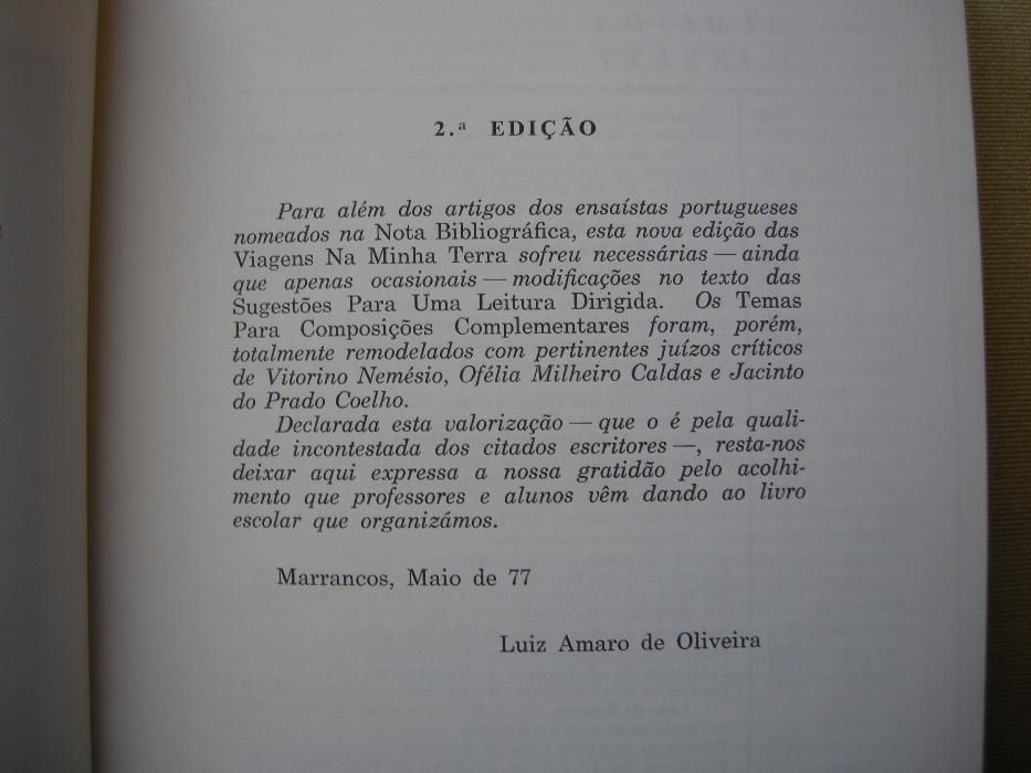 Livro "viagens na minha terra" Almeida Garrett - versão didática 1977
