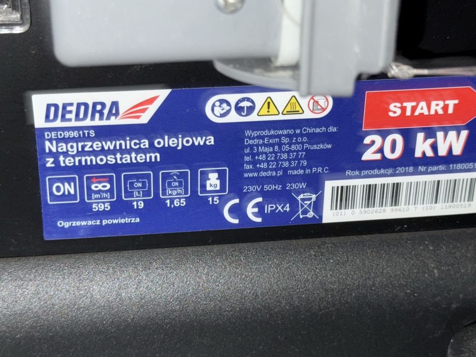 Nagrzewnica olejowa 20kW DEDRA
