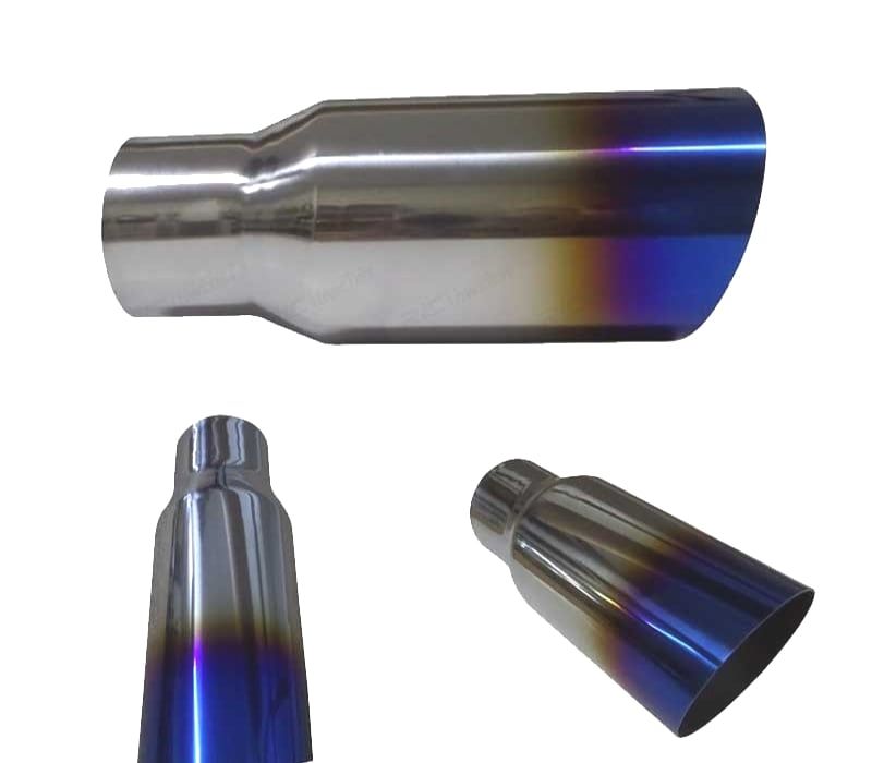 PONTEIRA DE ESCAPE 61-90MM AÇO INOX CORTE DIAGONAL AZUL QUEIMADO