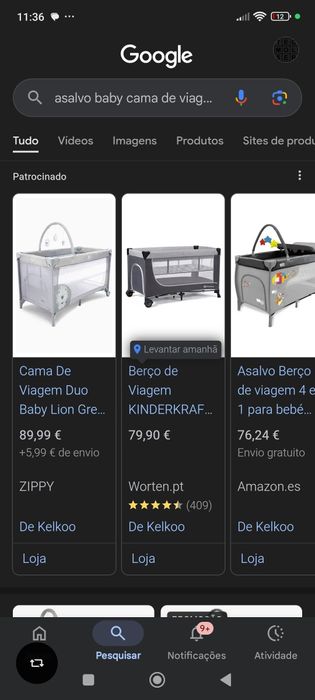 Cama de viagem de bebé