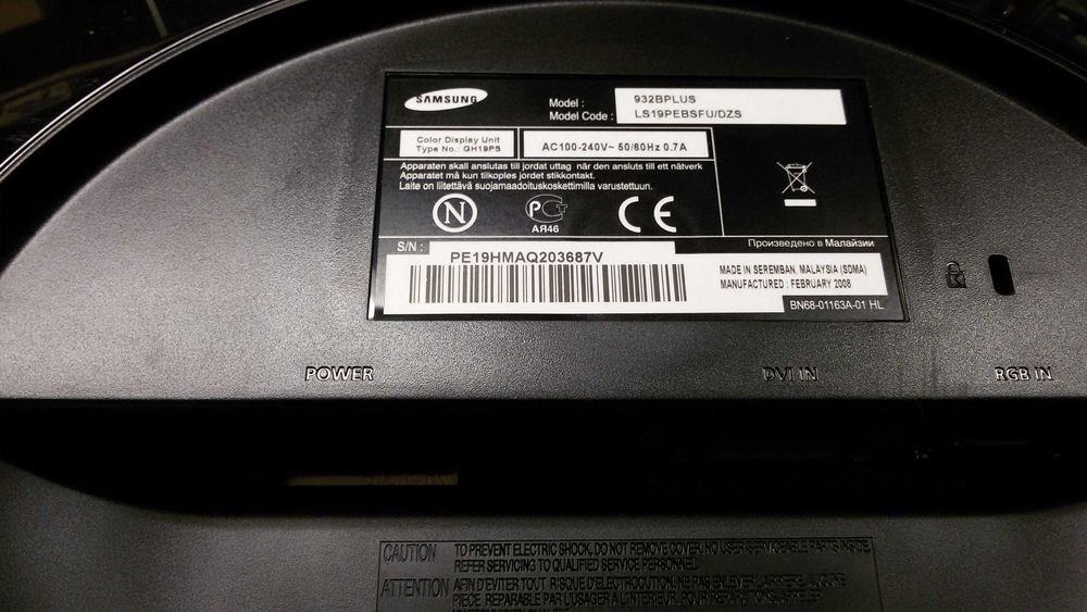 monitor tft samsung ls19 932plus 19 polgadas