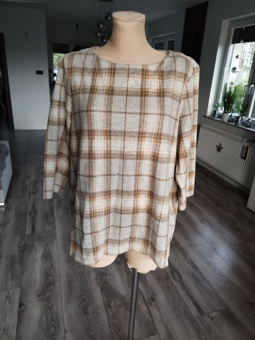 R.46 Christian Berg ciepła bluza bluzka damska w kratę