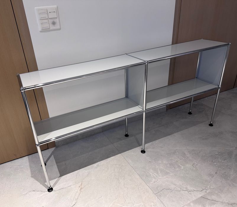 USM Haller Mebel regał TV szafka sideboard jasny szary / metal + chrom