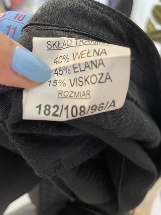 Elegancki czarny garnitur rozmiar L XL welniany