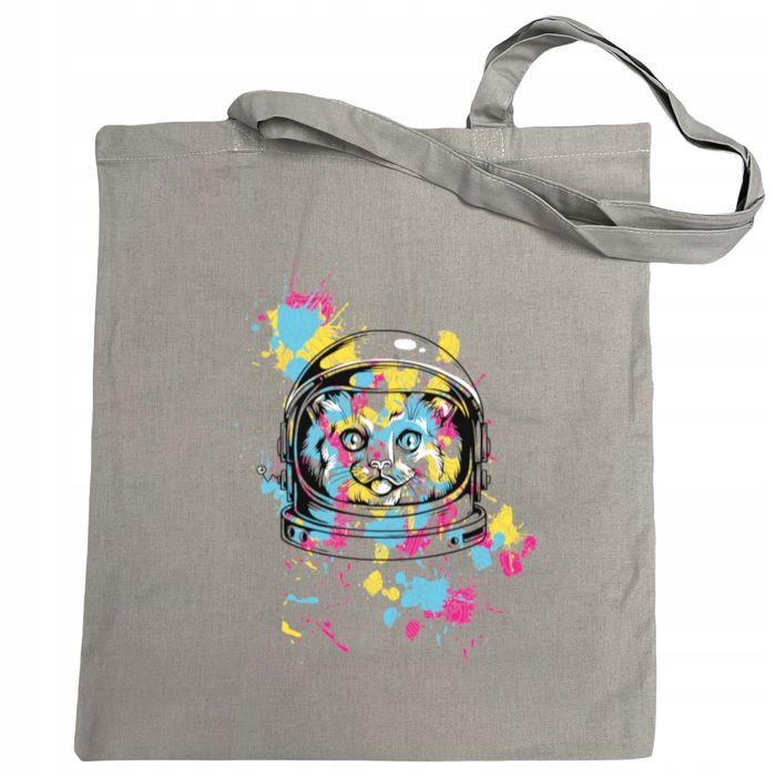 torba zakupy kolorowy nadruk kot kosmonauta