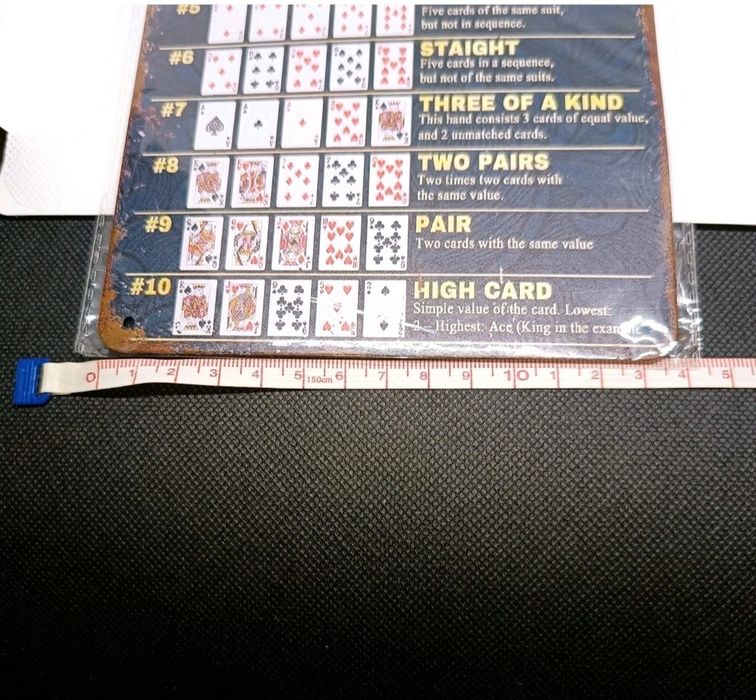 Poker Hands Rankings Texas Hold'em Chapa Metal 20*14cm Vintage Style